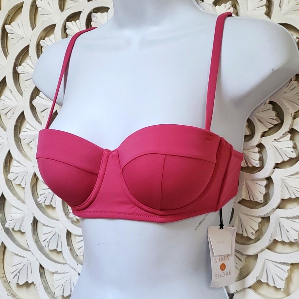 Shade & Shore Rose Pink Bikini Underwire Top Light Lift Padded NWT 32B o…